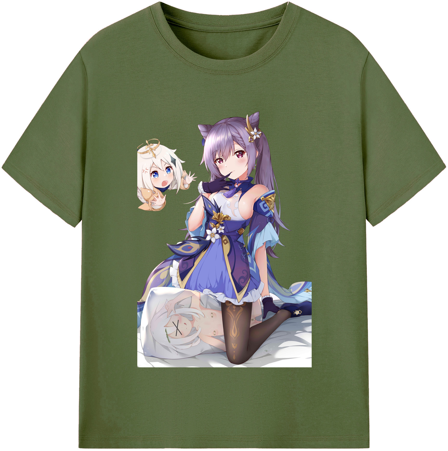 げんし神 刻晴 こくせい genshin Kokusei 綿100％半袖Tシャツ（フロントプリント）